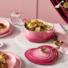 Cast Iron Heart Deep Casserole Berry with Light Gold Heart Knob image number 6